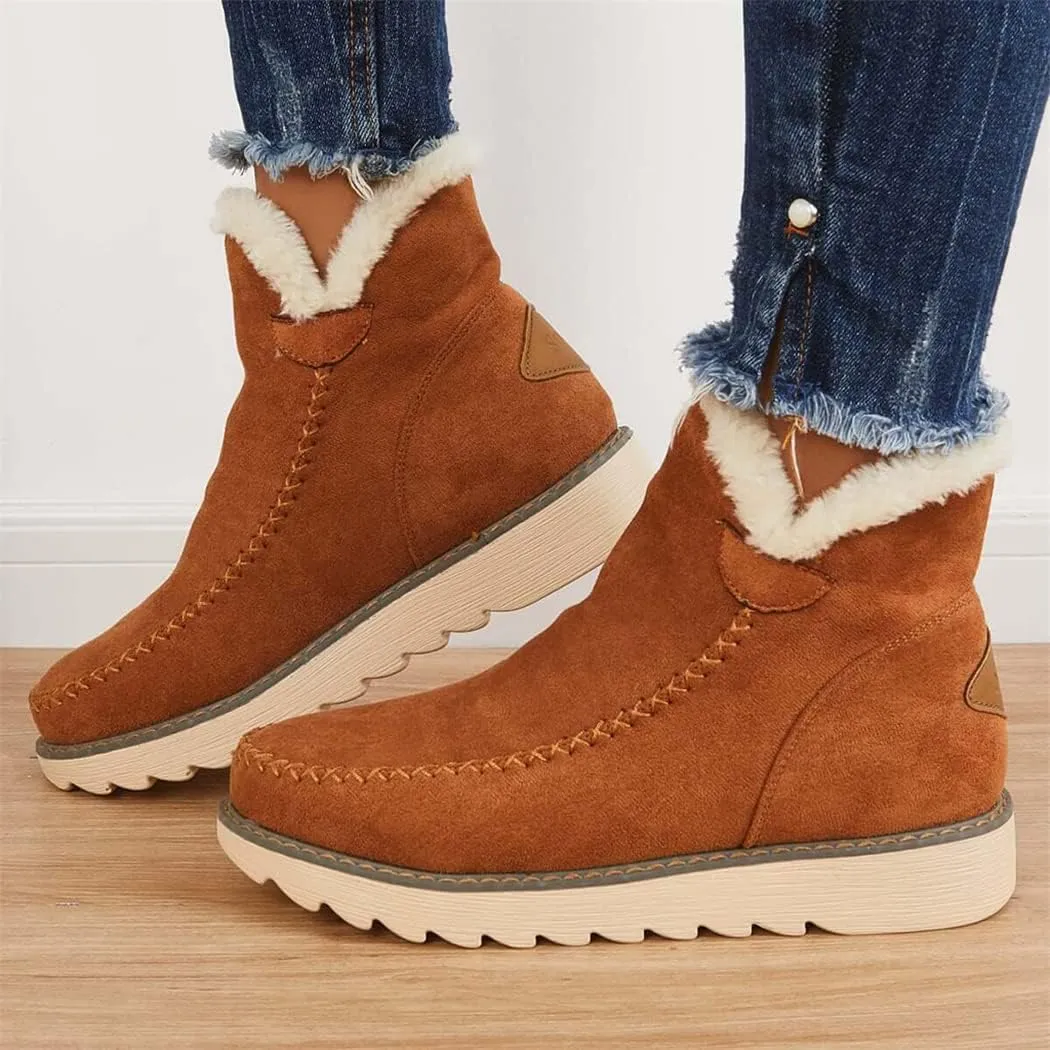 Classic Warm Ankle Snow Booties with Fur Lining Winter Women's Waterproof Lightweight Anti Slip Ankle Snow Boots