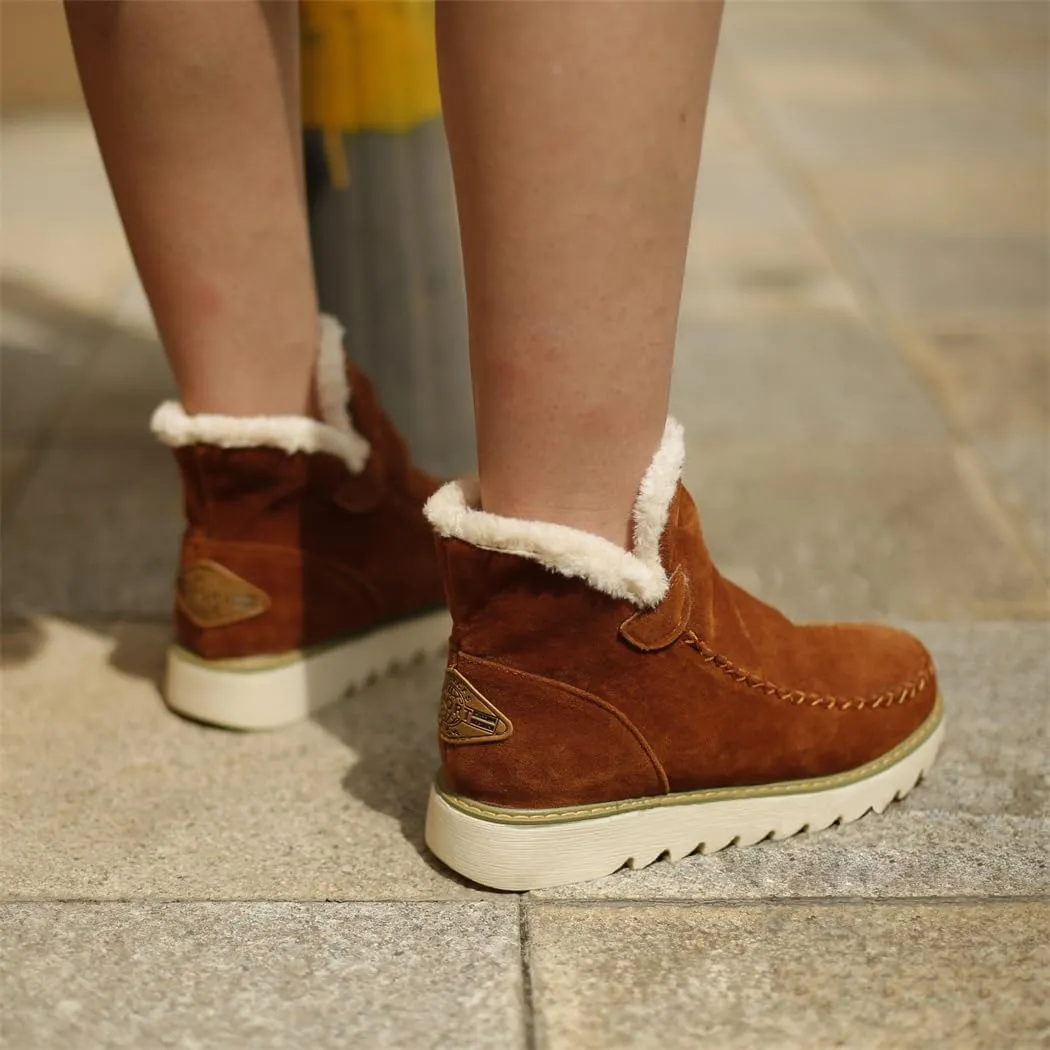 Classic Warm Ankle Snow Booties with Fur Lining Winter Women's Waterproof Lightweight Anti Slip Ankle Snow Boots