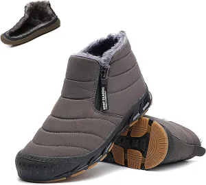 CLOUDEMO Snow Boots Mens Waterproof Winter Boots, Winter Shoes Men, Fur Lined Warm Slip Ankle Boots Zipper Closure Slip on Outdoor Boot Comfortable Walking Shoes