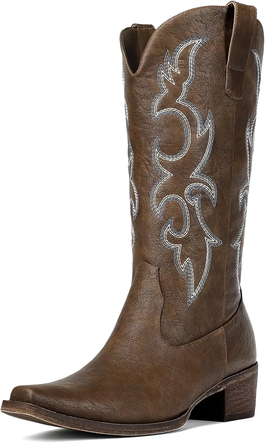 Cowboy Boots for Women - Embroidered Cowgirl Boots Western Mid Calf Fashion Chunky Heel Pointed Toe Country Boot