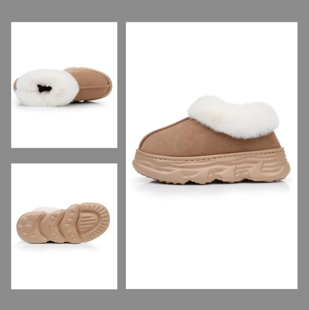 Crazy Lady Womens Winter Slippers Platform Fuzzy Outdoor Indoor Shoes Mini Boots