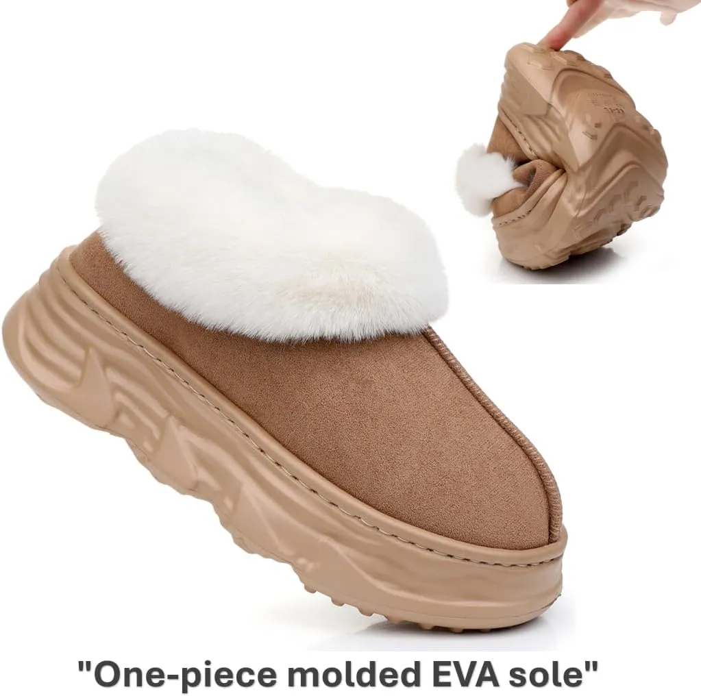 Crazy Lady Womens Winter Slippers Platform Fuzzy Outdoor Indoor Shoes Mini Boots