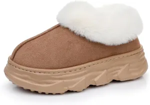 Crazy Lady Womens Winter Slippers Platform Fuzzy Outdoor Indoor Shoes Mini Boots