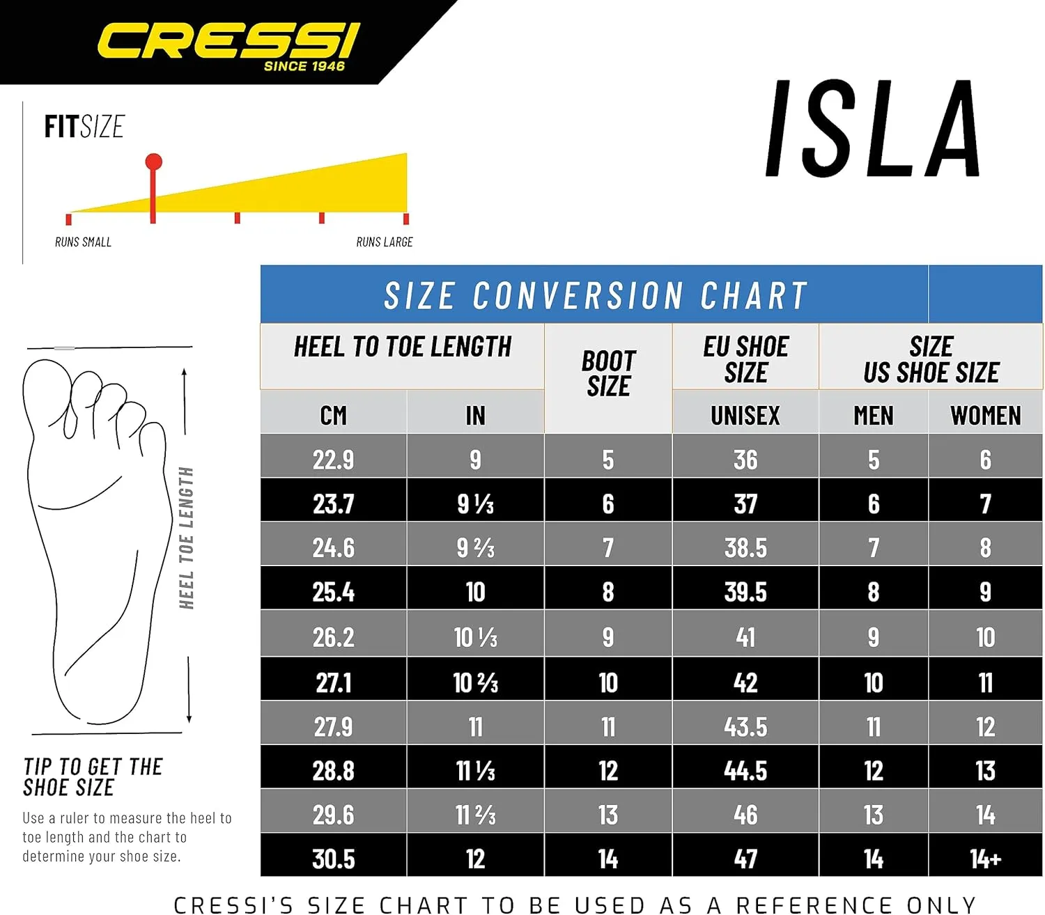 Cressi Adult Unisex Crew Water Boots for Scuba Diving, Surfing, Canyoning, 7 mm Neoprene Thickness - Isla: Designed in Italy