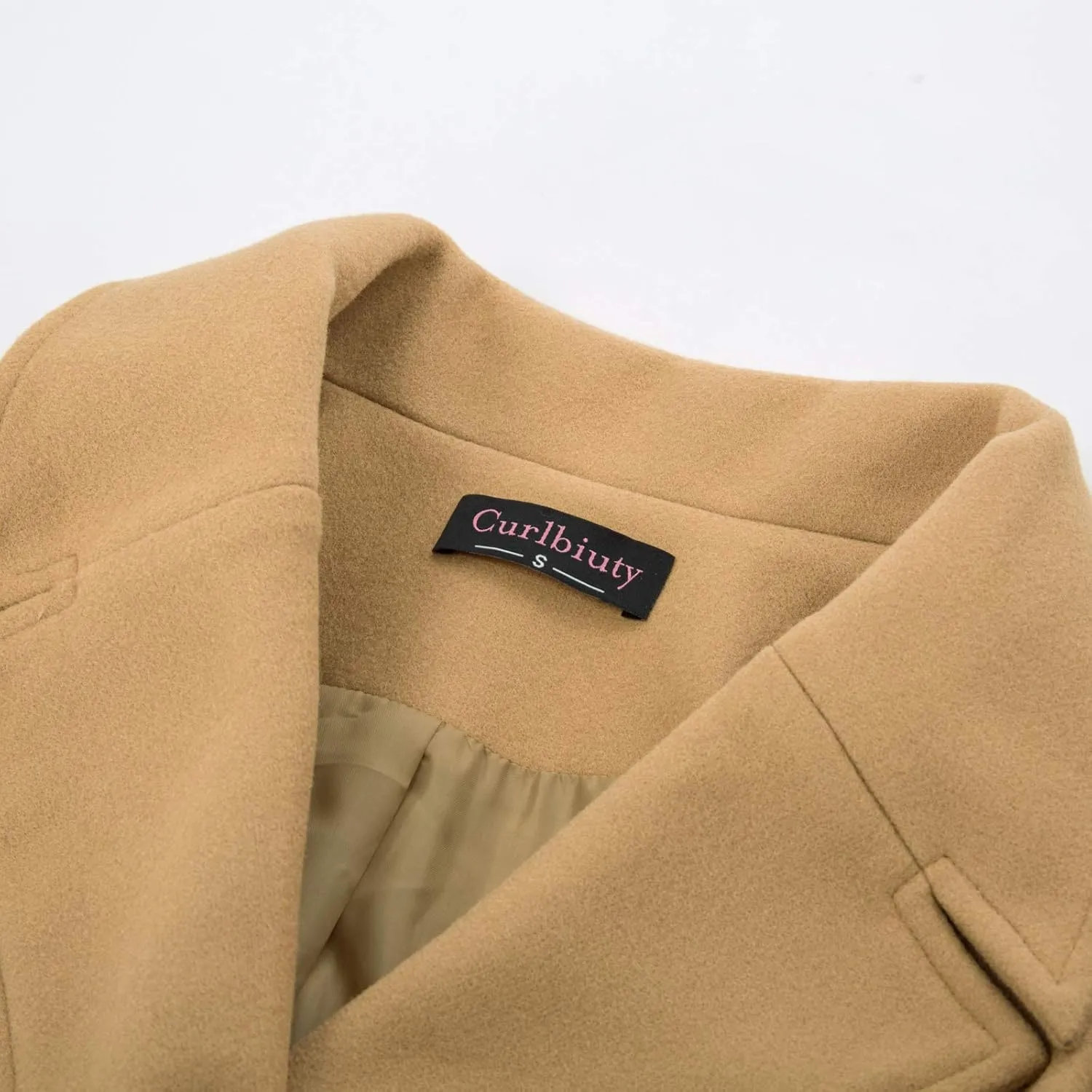 CURLBIUTY Women's Pea Coat Double Breasted A Line Long Trench Coat Winter Dress Coat with Pockets