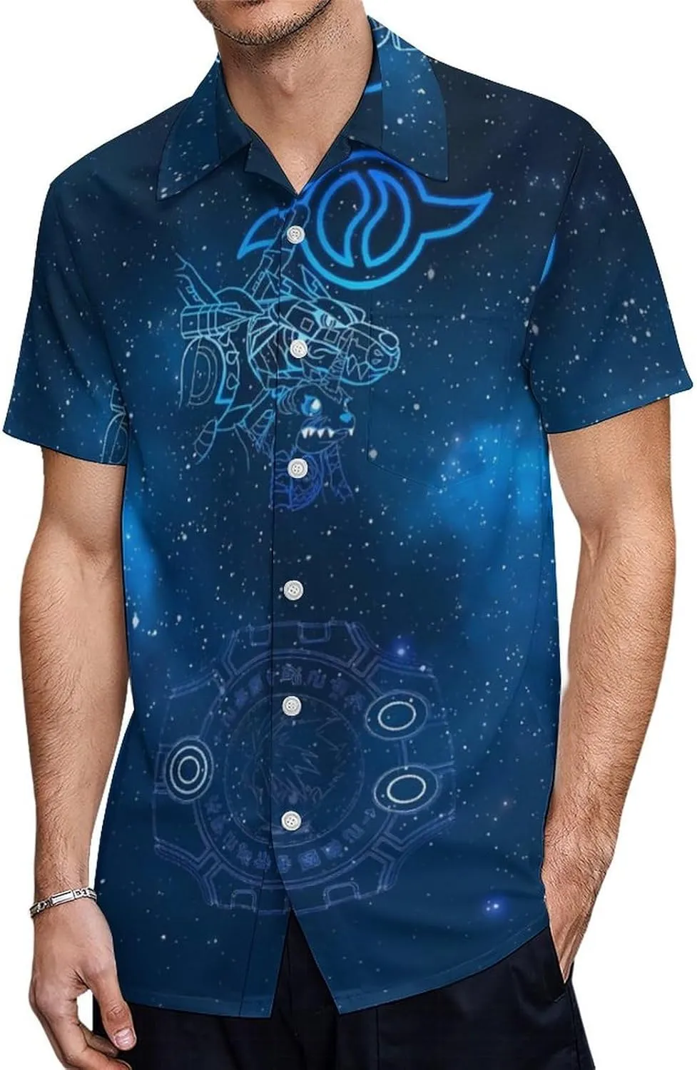 Digimons Shirt A Short Sleeved Shirt Button Down Shirts V Neck Short Sleeved Leisure Fresh Tee