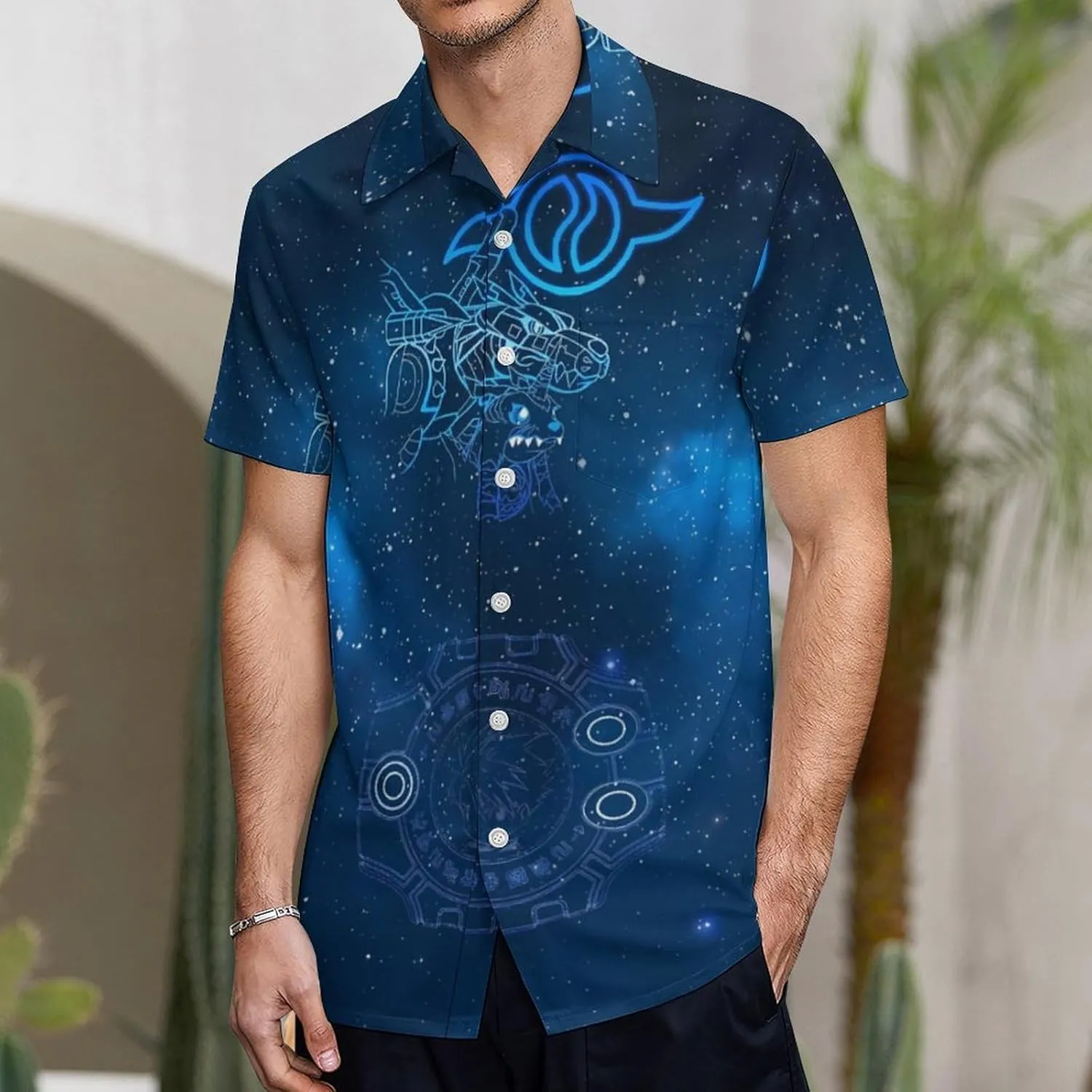 Digimons Shirt A Short Sleeved Shirt Button Down Shirts V Neck Short Sleeved Leisure Fresh Tee