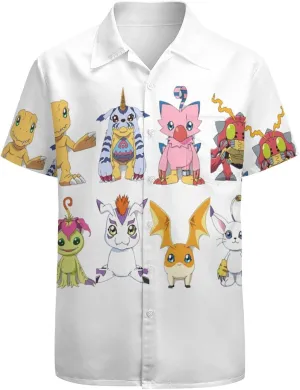 Digimons Shirt A Short Sleeved Shirt Button Down Shirts V Neck Short Sleeved Leisure Fresh Tee