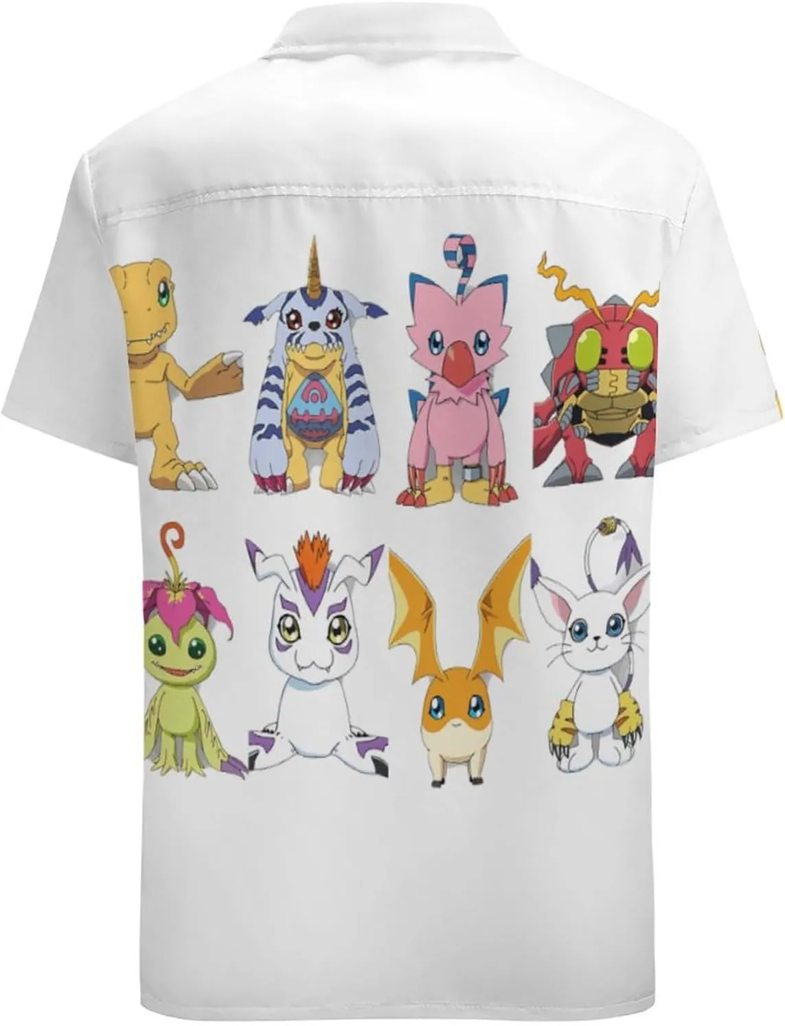 Digimons Shirt A Short Sleeved Shirt Button Down Shirts V Neck Short Sleeved Leisure Fresh Tee