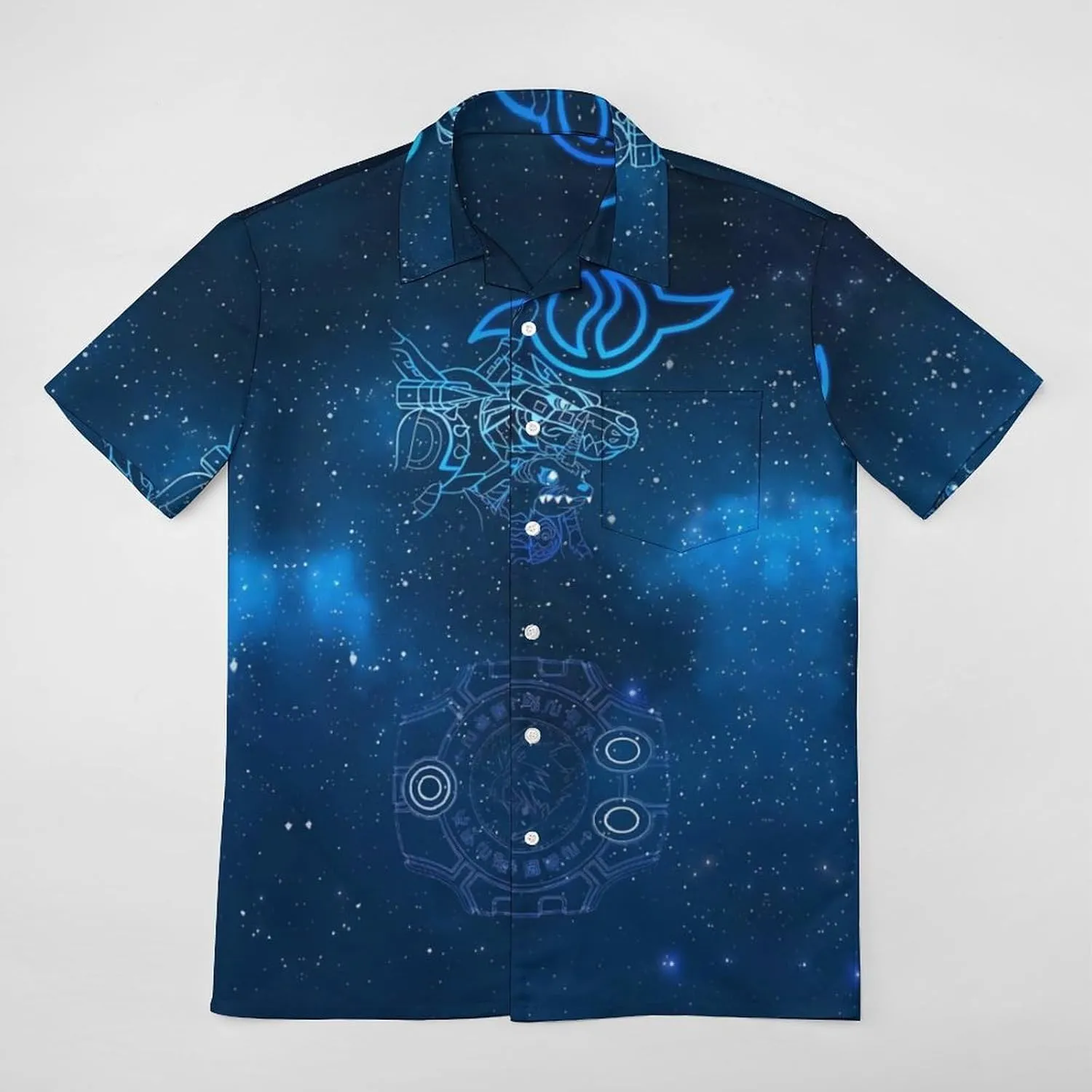 Digimons Shirt A Short Sleeved Shirt Button Down Shirts V Neck Short Sleeved Leisure Fresh Tee