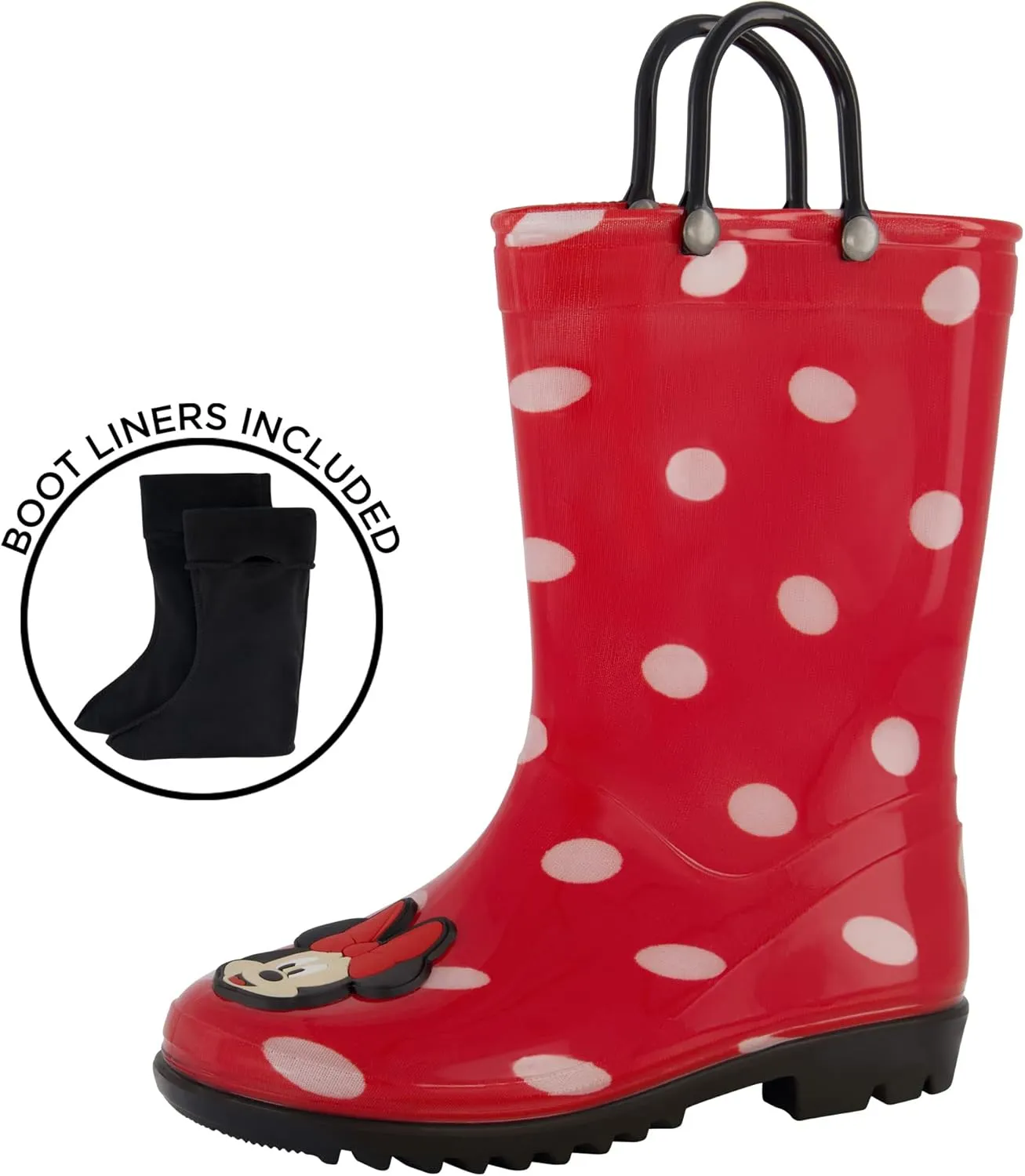 Disney Girl's Minnie Mouse Toddler Rain Boots with Soft Removable Liner Snow
