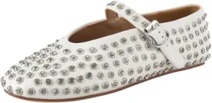 Divanne Ballet Flats for Women, Leopard Ballerina Shoes Crystal-Embellished Mary Jane Flats Mesh Flat Shoes