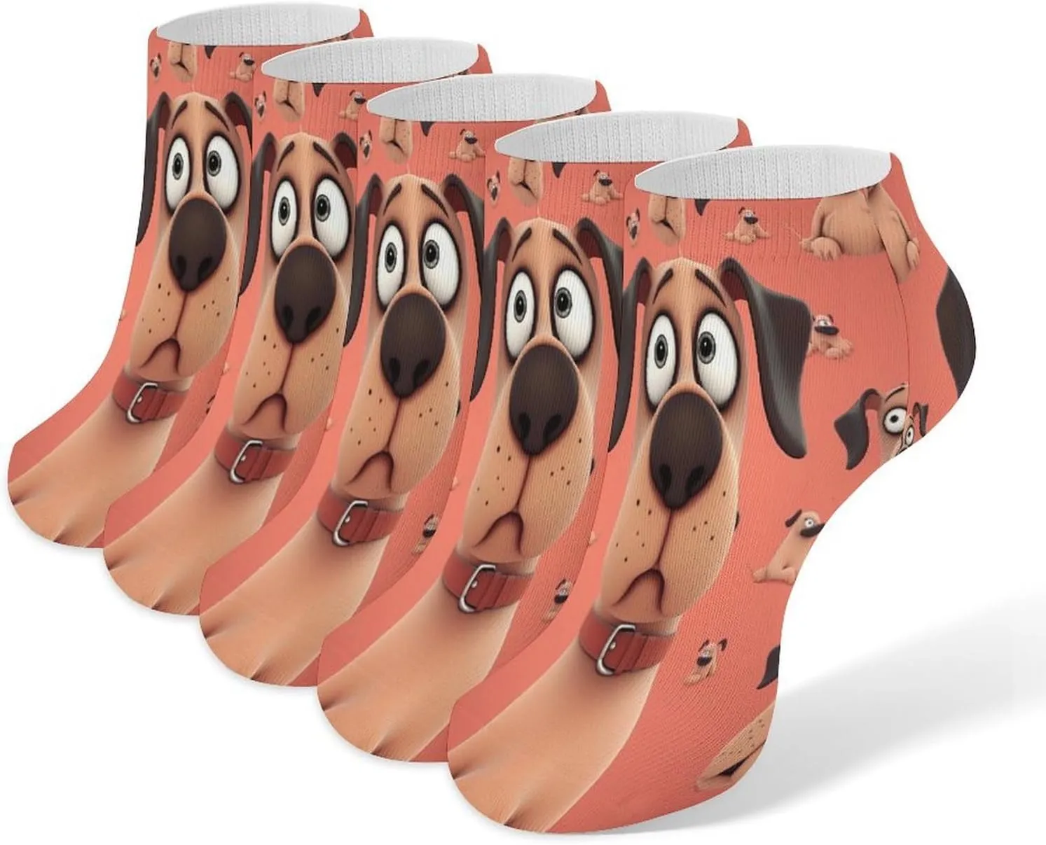 Dog Casual Socks Soft Moisture-Wicking Socks Low Cut Invisible Liner Ankle Sock (5 Pairs)