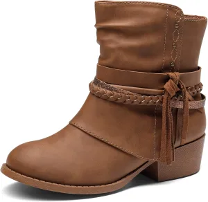 DREAM PAIRS Girls Ankle Boots Side Zipper Low Heels Boots Little Kid/Big Kid