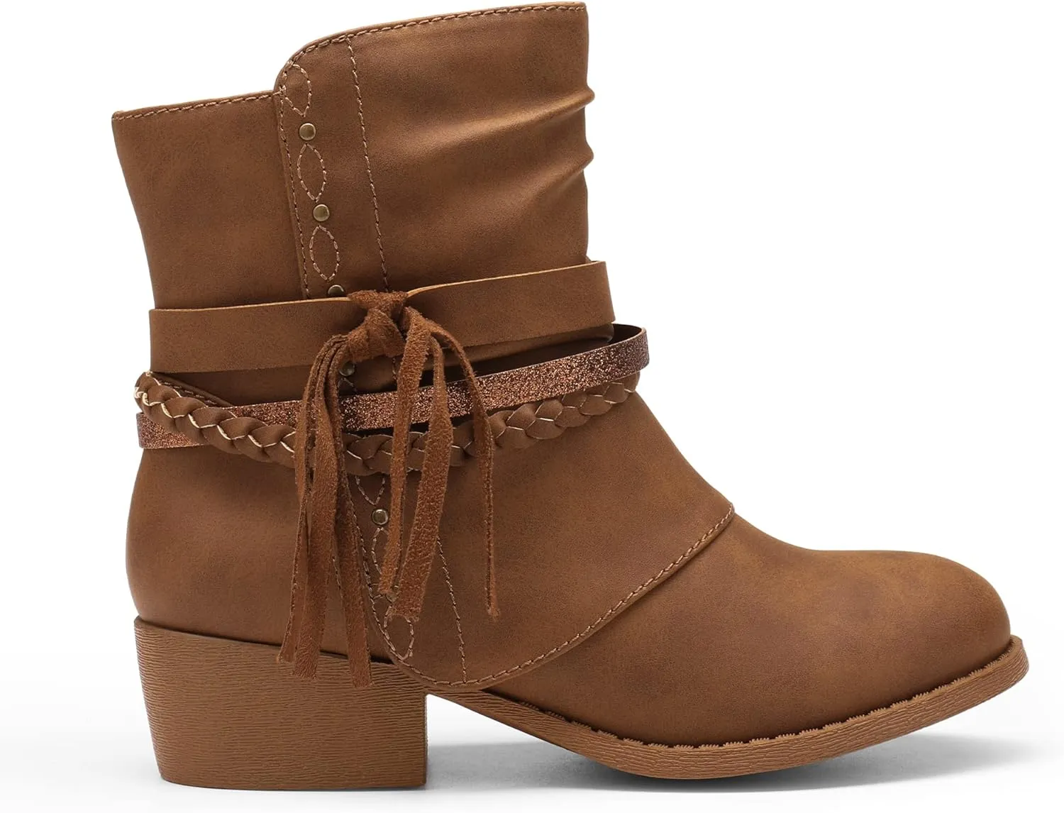 DREAM PAIRS Girls Ankle Boots Side Zipper Low Heels Boots Little Kid/Big Kid