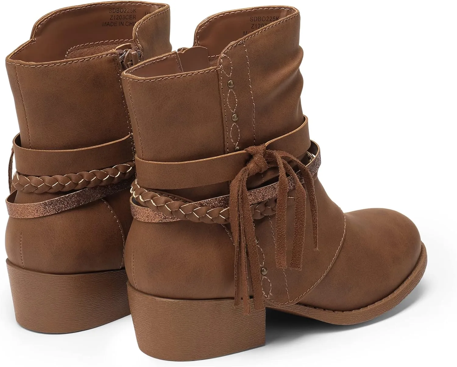 DREAM PAIRS Girls Ankle Boots Side Zipper Low Heels Boots Little Kid/Big Kid