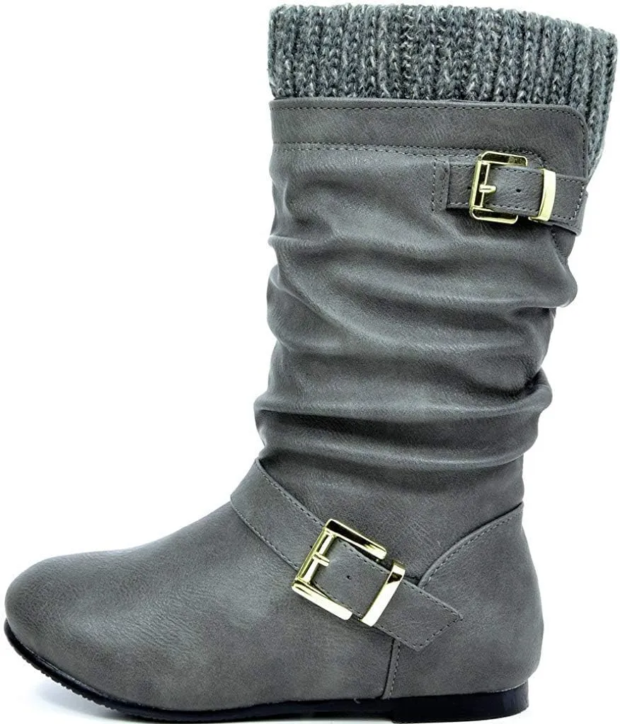 DREAM PAIRS Girl's Faux Fur Lined Knee High Winter Riding Boots(Toddler/Little Kid/Big Kid)