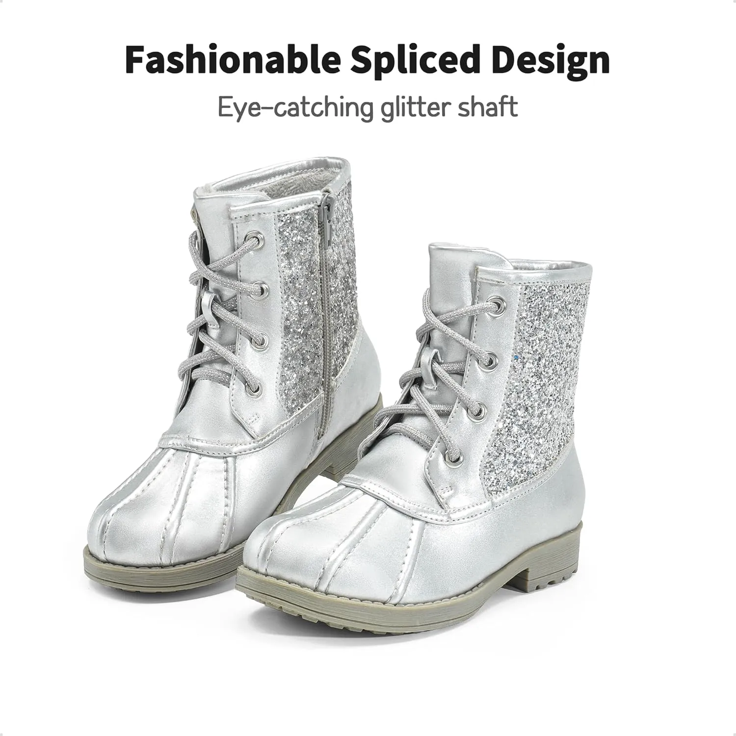 DREAM PAIRS Girls Side Zipper Glitter Ankle Boots(Toddler/Little Kid/Big Kid)