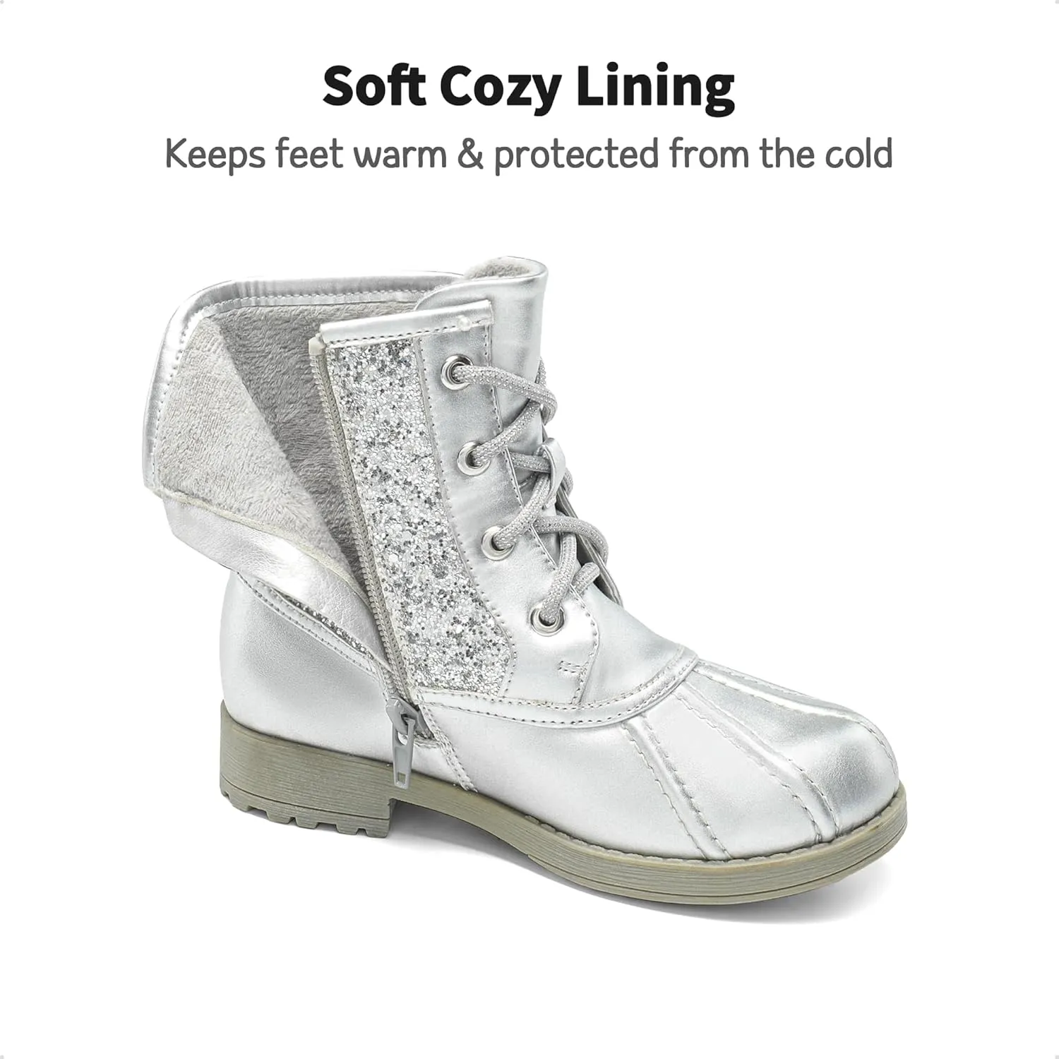DREAM PAIRS Girls Side Zipper Glitter Ankle Boots(Toddler/Little Kid/Big Kid)