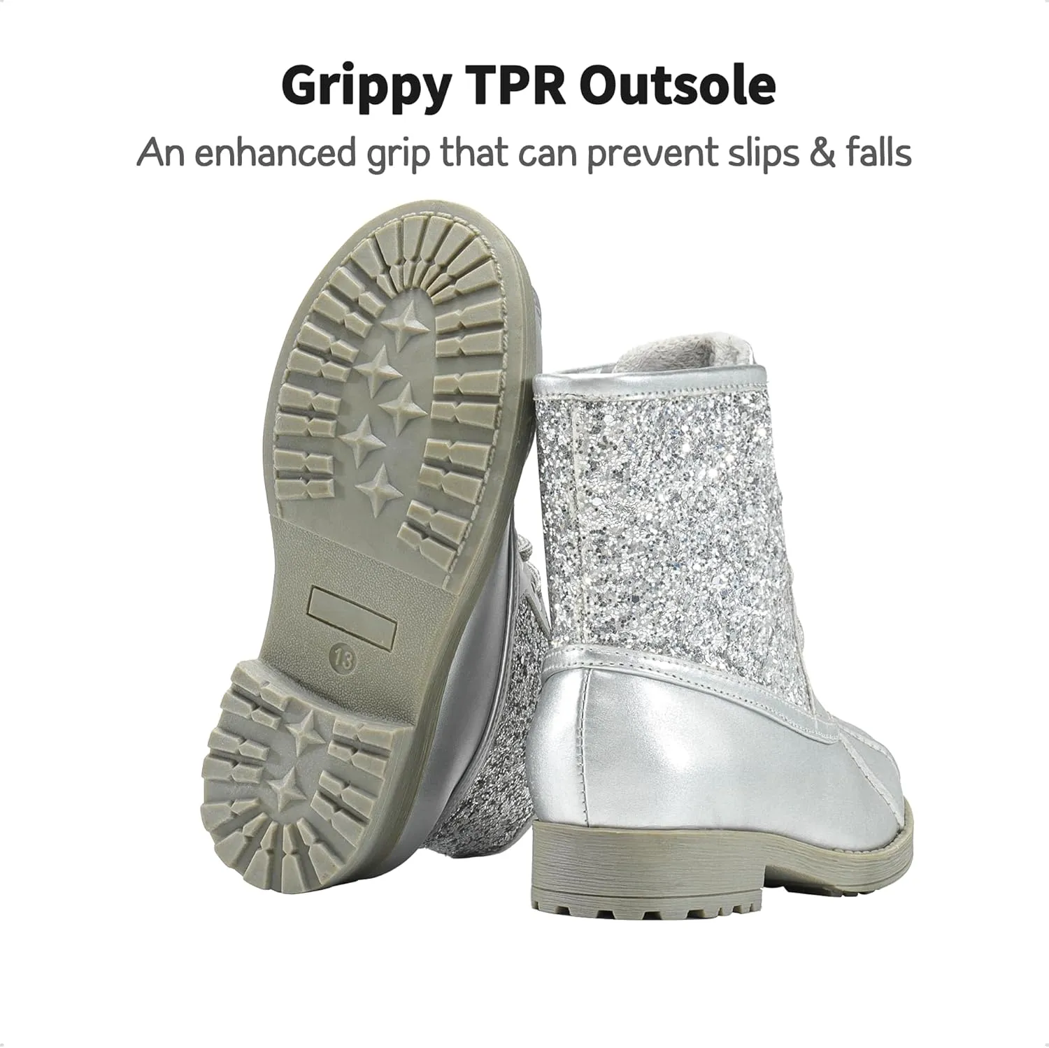 DREAM PAIRS Girls Side Zipper Glitter Ankle Boots(Toddler/Little Kid/Big Kid)