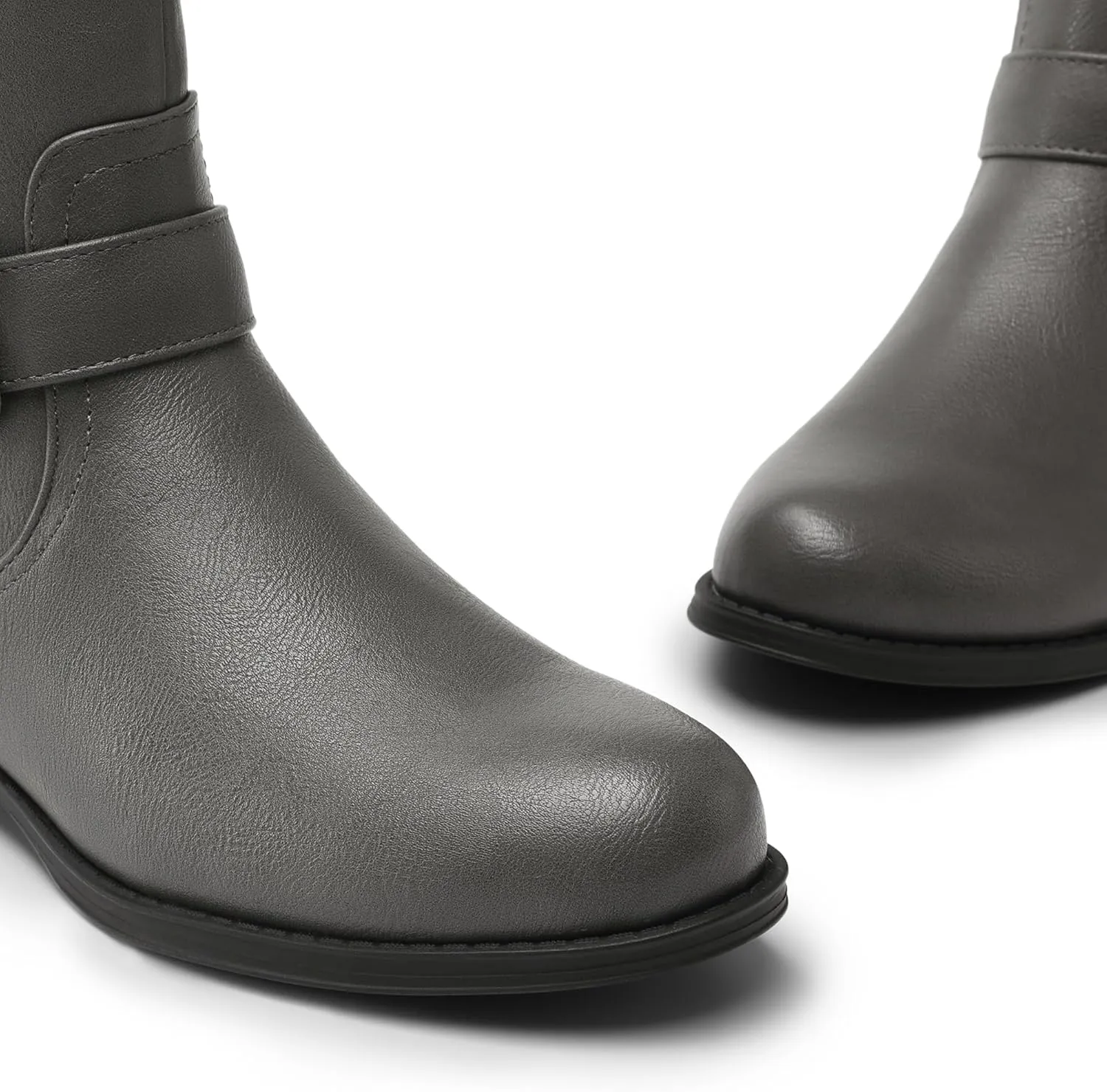 DREAM PAIRS Women's Knee High Riding Pirate Boots, Comfortable Low Chunky Heel Flat Motorcycle Buckle Boots for Women