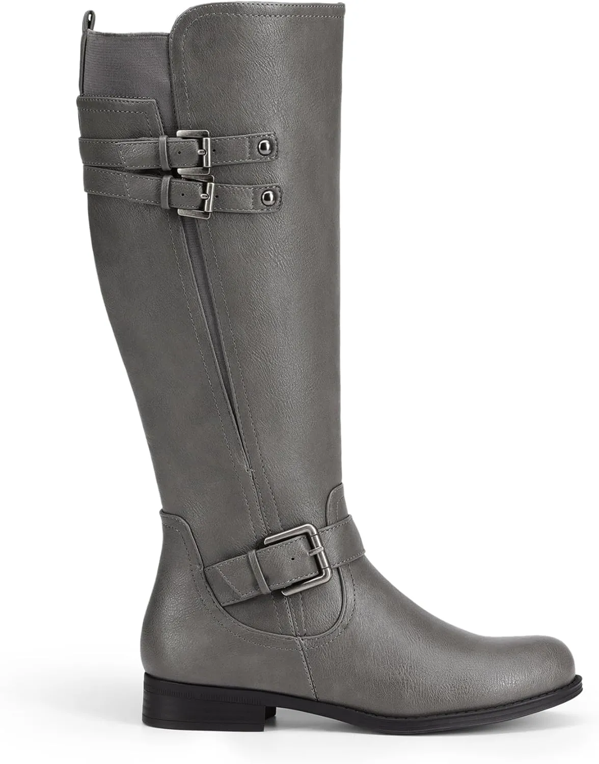 DREAM PAIRS Women's Knee High Riding Pirate Boots, Comfortable Low Chunky Heel Flat Motorcycle Buckle Boots for Women
