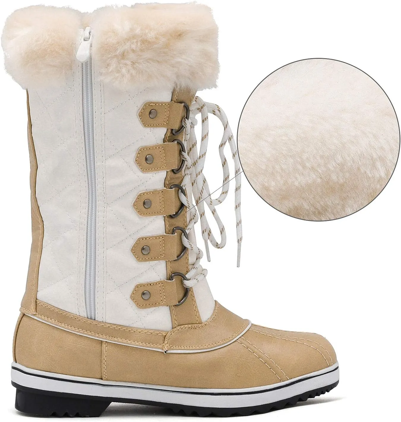 DREAM PAIRS Women's River_1 Mid Calf Waterproof Winter Snow Boots