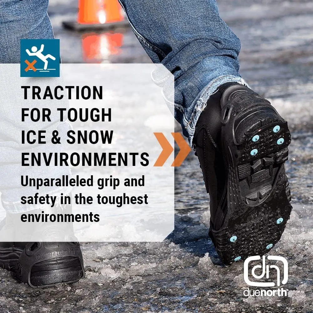 Due North All Purpose Industrial Ice Cleats for Men & Women - Traction Aids for Walking & Working on Snow/Ice - 16 Spikes