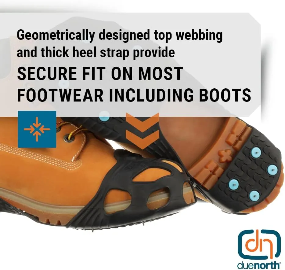 Due North All Purpose Industrial Ice Cleats for Men & Women - Traction Aids for Walking & Working on Snow/Ice - 16 Spikes