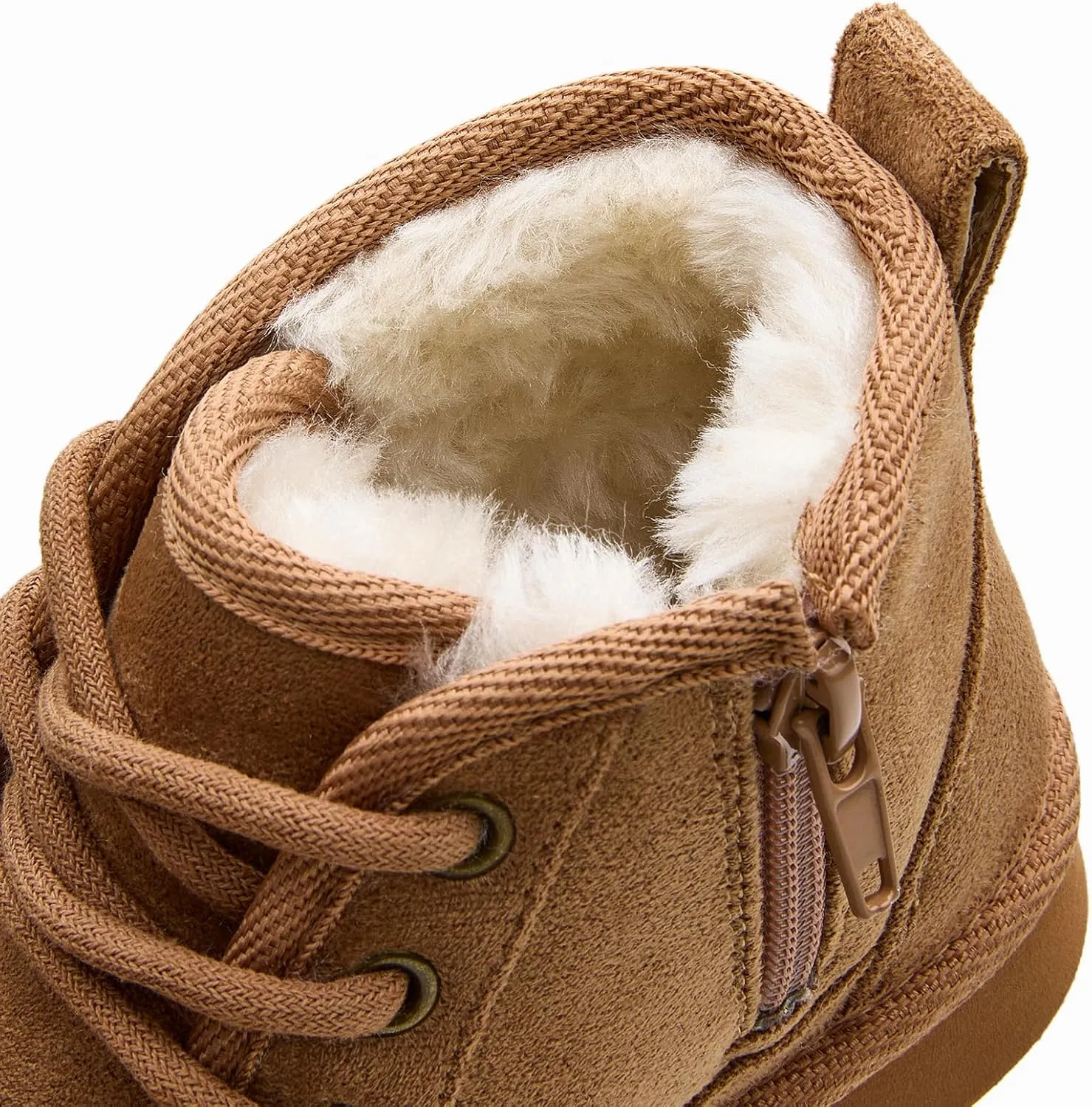 EasyStar Girls and Boys Winter Lace-Up Warm Fur Lining Ankle Boots with Side Zipper