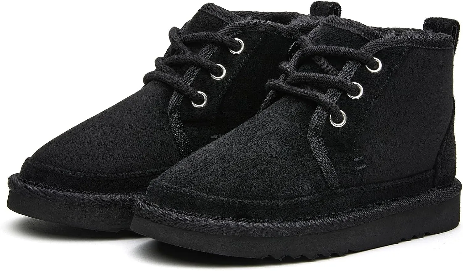EasyStar Girls and Boys Winter Lace-Up Warm Fur Lining Ankle Boots with Side Zipper