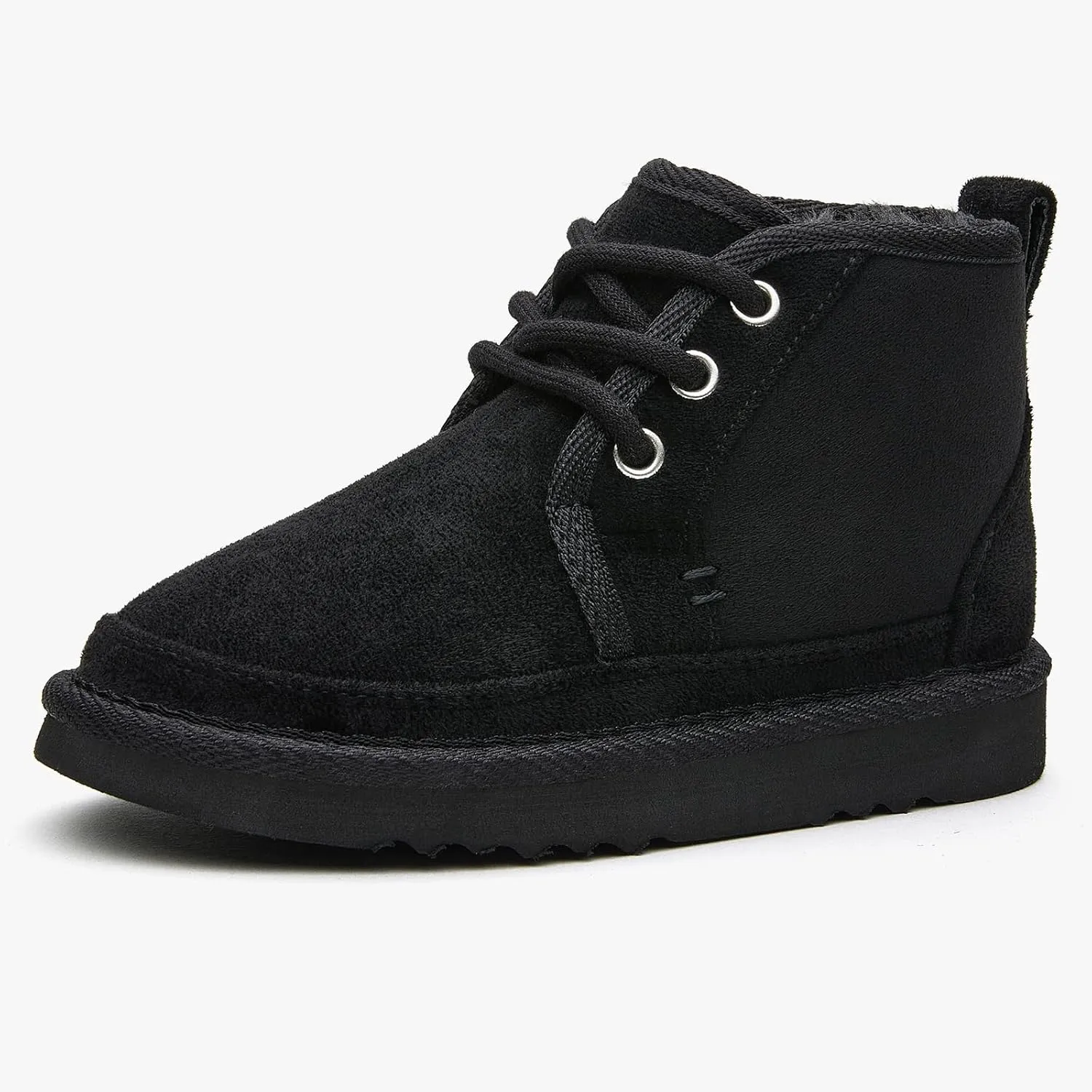 EasyStar Girls and Boys Winter Lace-Up Warm Fur Lining Ankle Boots with Side Zipper
