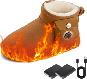 Electric Heating Boots, Heated Slippers Women, Warm Winter Cotton Shoes for Women, with 5000mah USB Rechargeable Battery