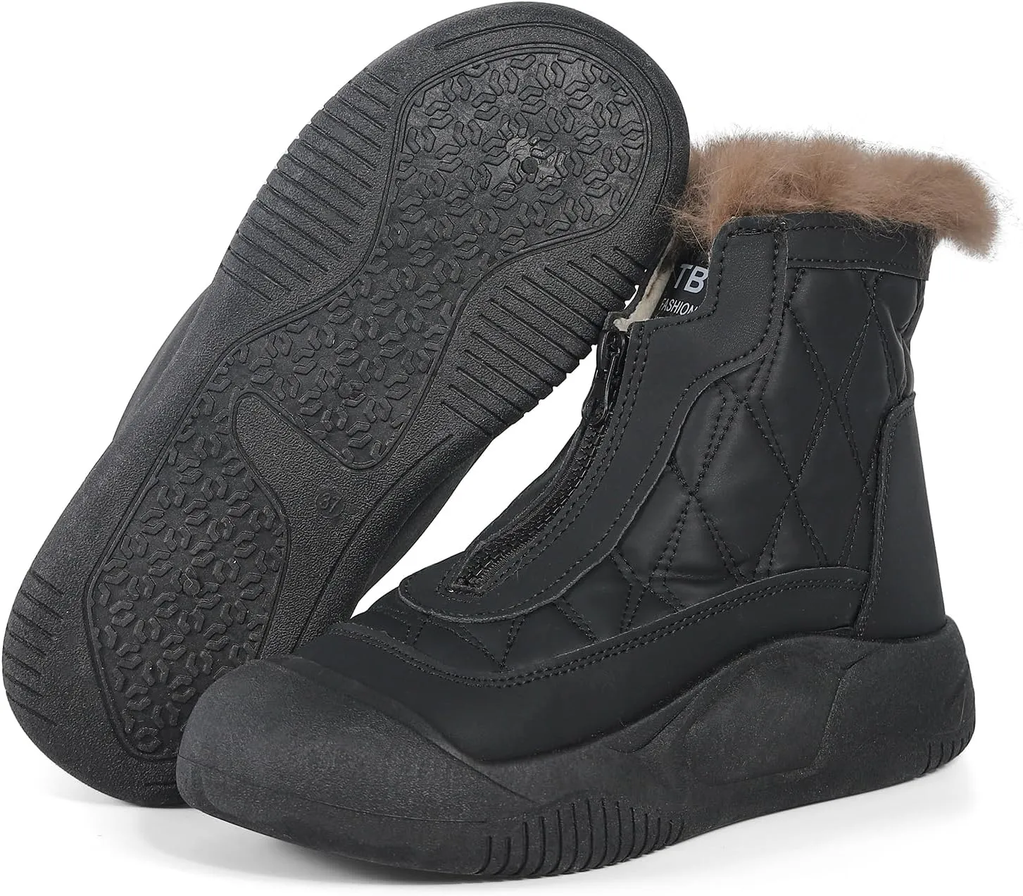 ESTAMICO Women's Snow Boots Waterproof Winter Fleece Lining Booties Anti-Slip Mid-Calf Warm Shoes