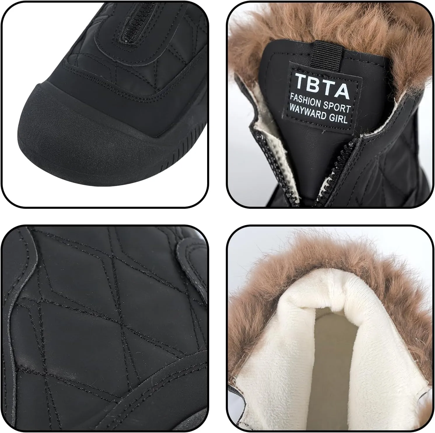 ESTAMICO Women's Snow Boots Waterproof Winter Fleece Lining Booties Anti-Slip Mid-Calf Warm Shoes