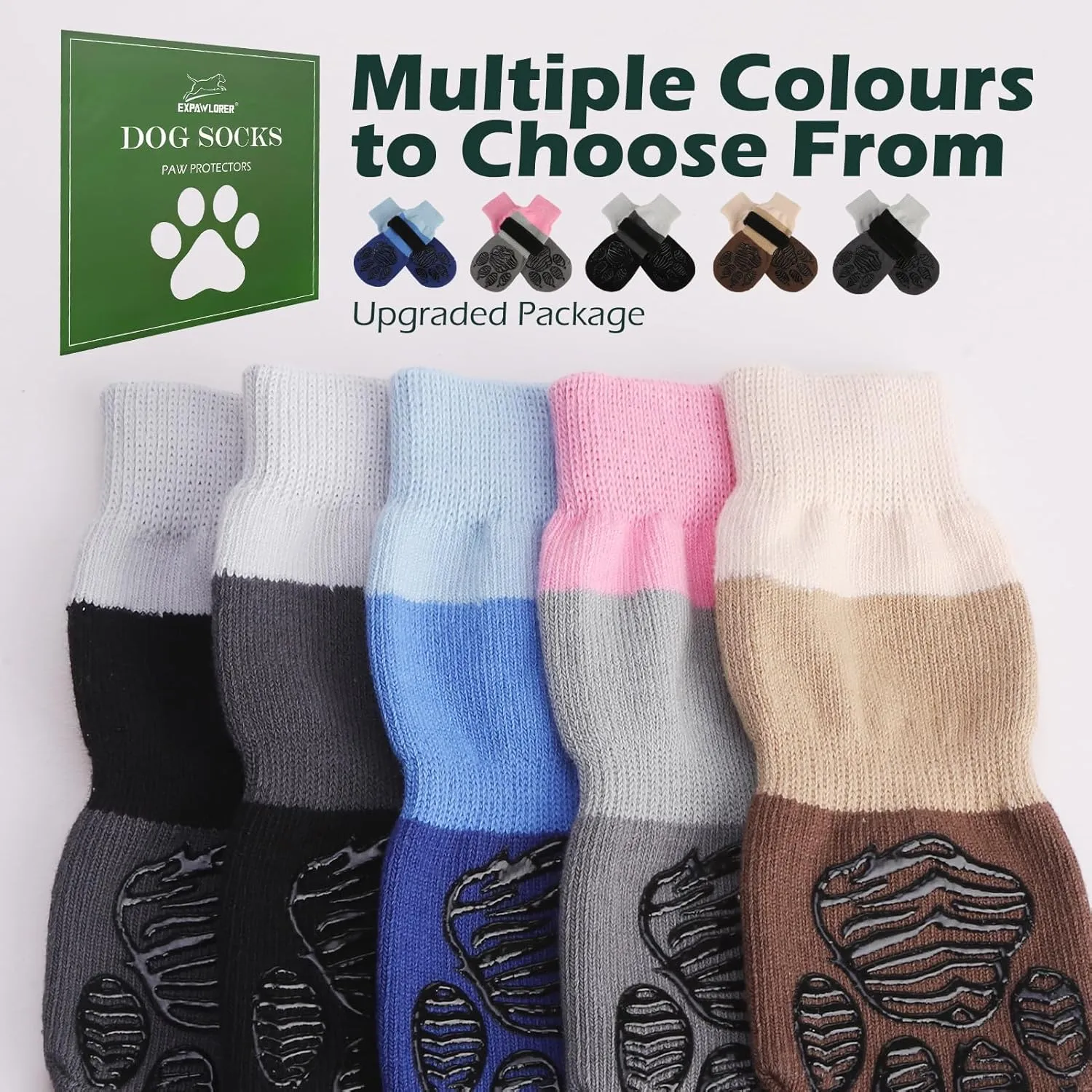 EXPAWLORER Anti Slip Dog Socks to Prevent Licking Paws, Dog Shoes for Hot Pavement, Dog Booties for Hardwood Floors, Dog Boots & Paw Protectors with Grippers for Small Medium Large Senior Dogs Pink S
