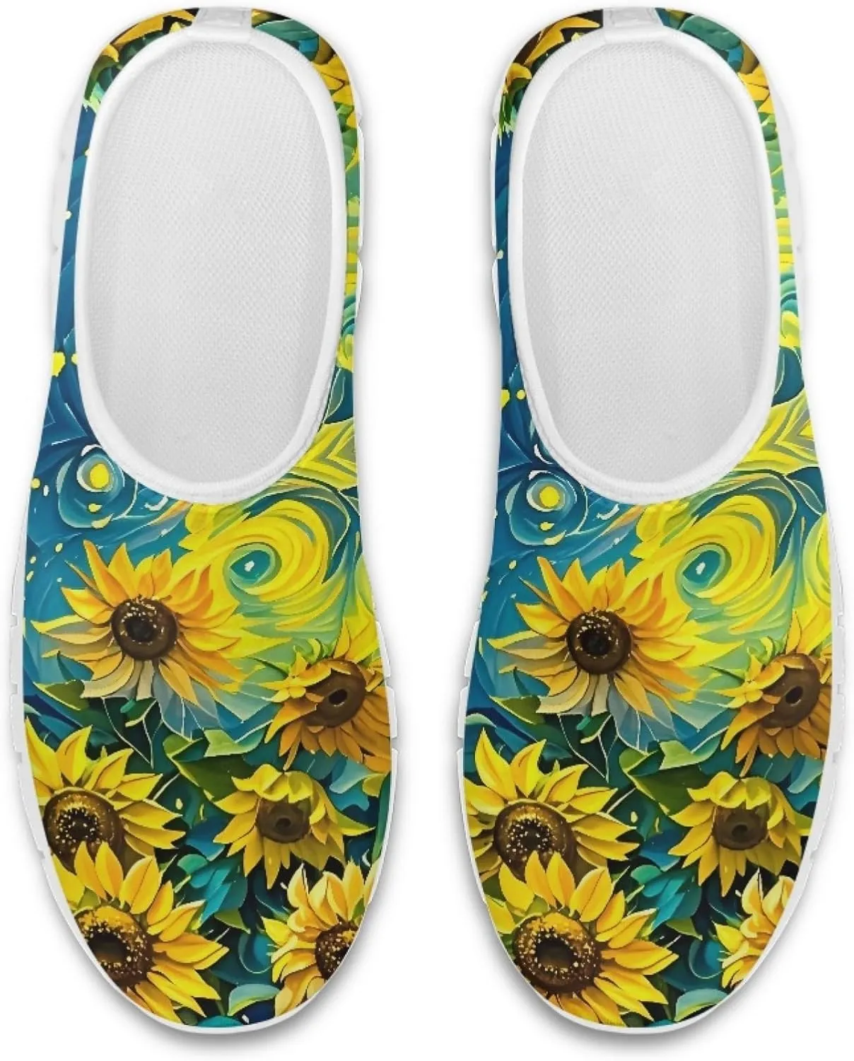 Fashion Print Womens Slip on Walking Shoes Breathable Flat Shoes Comfortable Casual Sneakers