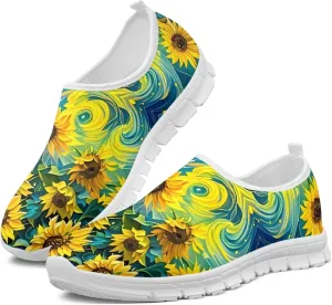 Fashion Print Womens Slip on Walking Shoes Breathable Flat Shoes Comfortable Casual Sneakers