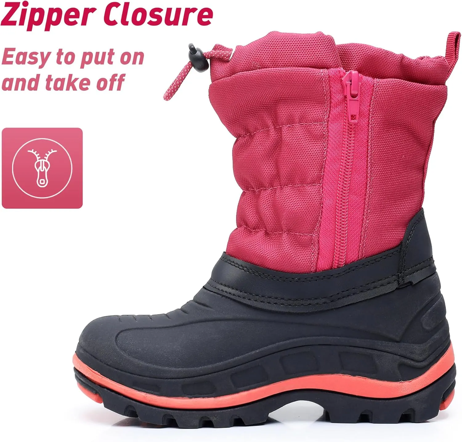 Felabo Kids Snow Boots for Boys & Girls – Warm Water-Resistant Winter Boots Easy to Put On (Toddler/Little Kid/Big Kid)