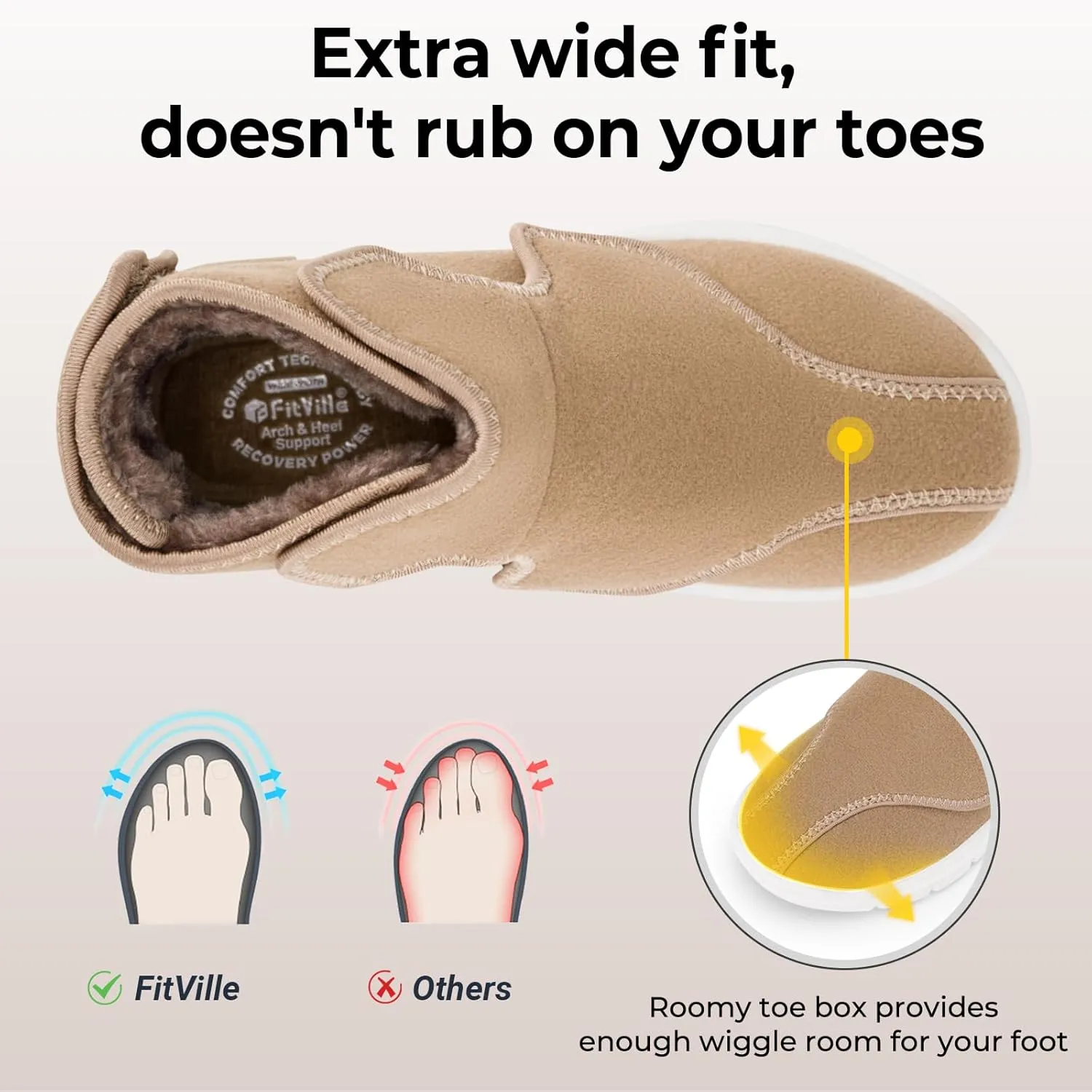 FitVille Diabetic Boots for Women Wide Width Fully Adjustable Straps Winter Boots for Women Wide Width with Warm Fur Lining womens wide snow boots for swollen feet Foot Pain Relief Neuropathy