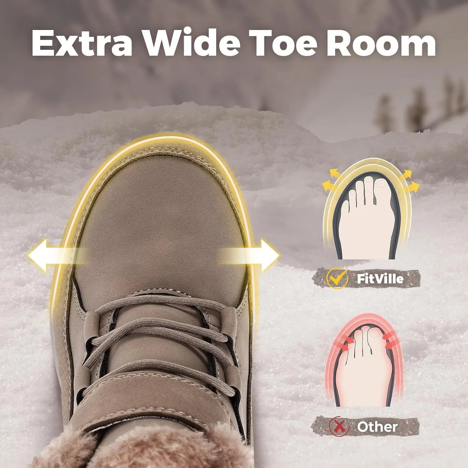 FitVille Womens Wide Snow Boots Fur Lined Boots for Women Winter Warm Boots Wide Width Womens Outdoor Snow Booties