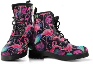 Flamingo Tropics Memory Foam Boots | All Season Lace Up Boots | Vegan Leather Combat Boot