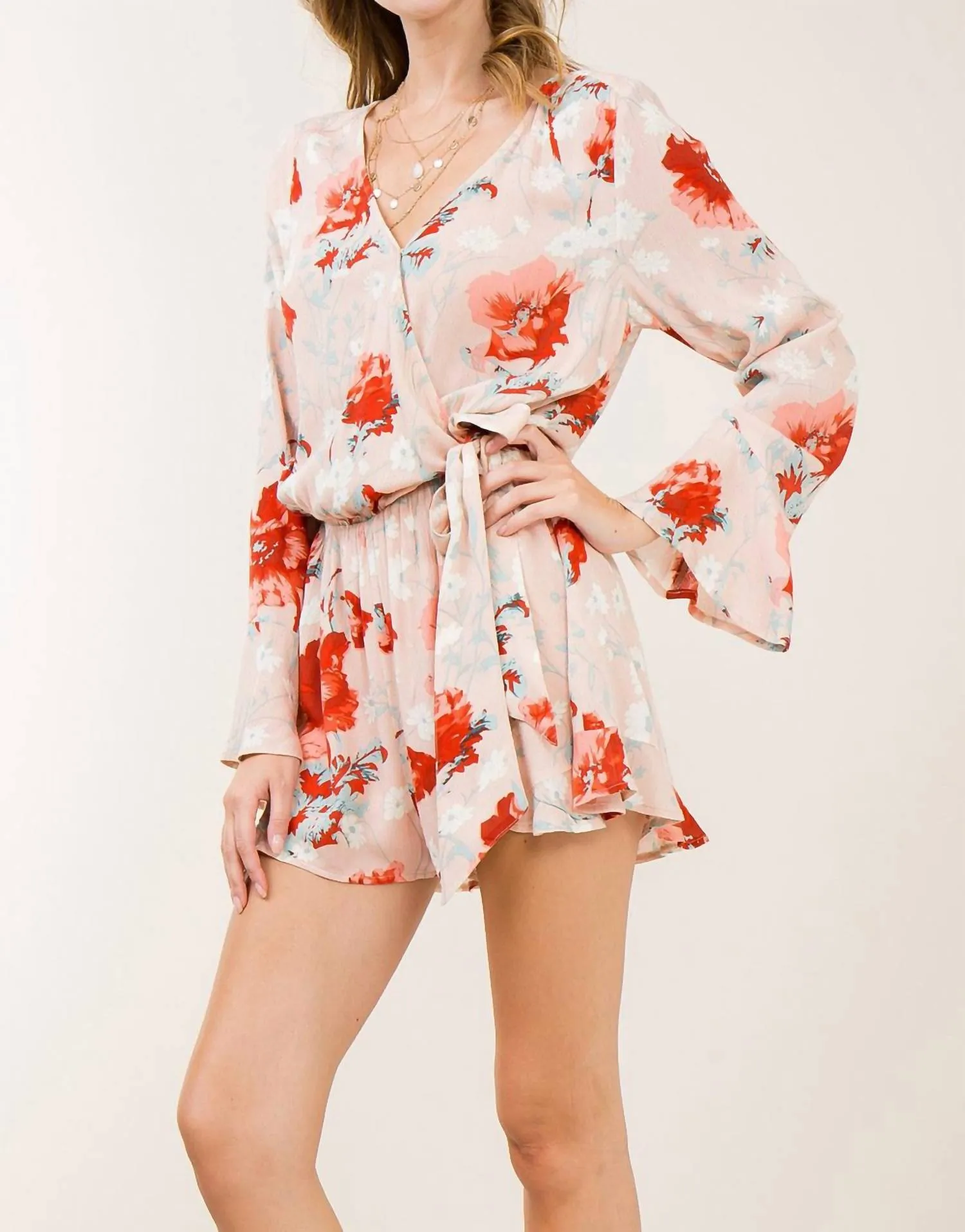 Floral Ruffle Romper In Multi