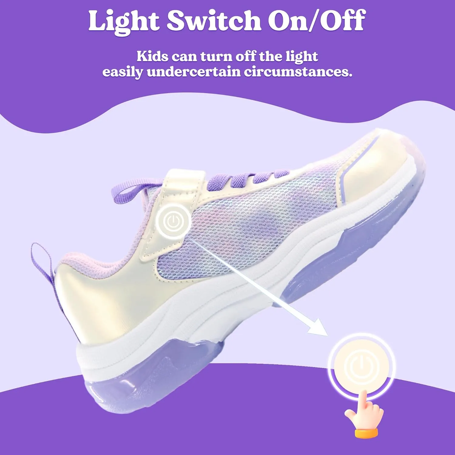 Floranate Little Kids Light Up Shoes for Girls Boys Tennis Sneakers with Switch Strap Walking Shoes Athletic Footwear Toddler Size 10 to Size 2 Lightweight
