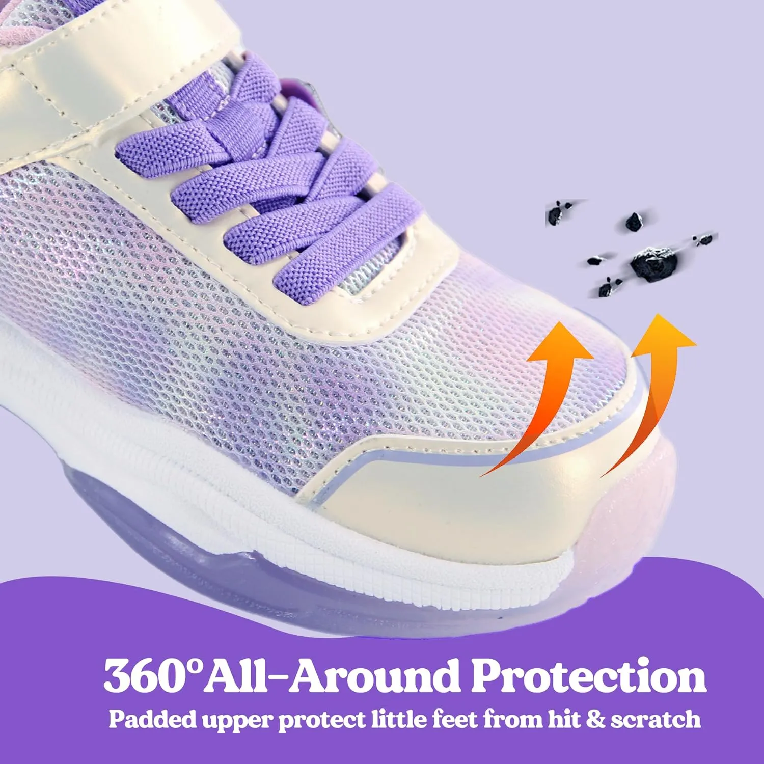 Floranate Little Kids Light Up Shoes for Girls Boys Tennis Sneakers with Switch Strap Walking Shoes Athletic Footwear Toddler Size 10 to Size 2 Lightweight