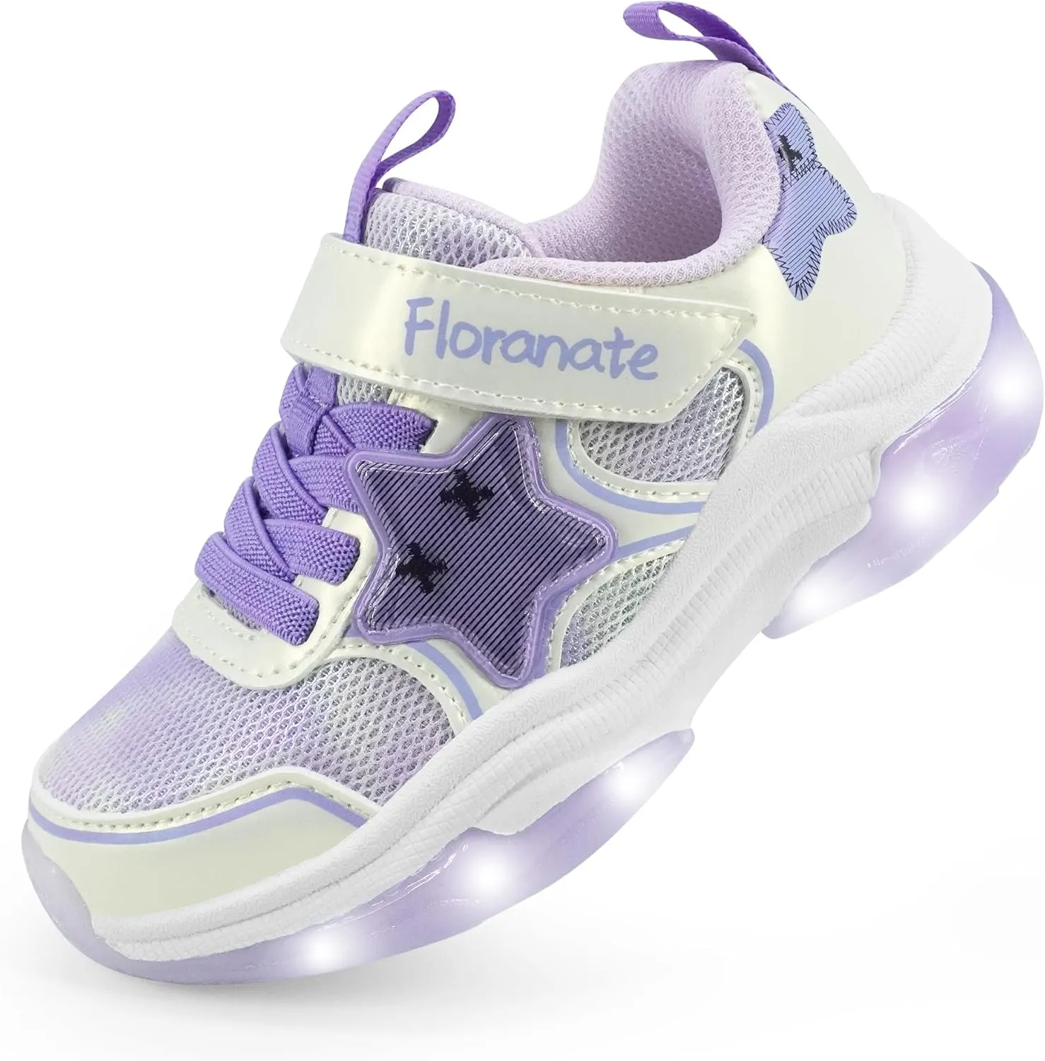 Floranate Little Kids Light Up Shoes for Girls Boys Tennis Sneakers with Switch Strap Walking Shoes Athletic Footwear Toddler Size 10 to Size 2 Lightweight
