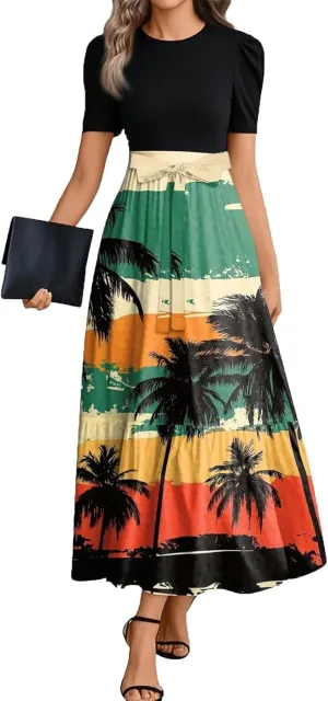 Flower Print Dresses for Women 2025, Trendy Beach High Waisted Vacation Casual Spring Womens Sundress