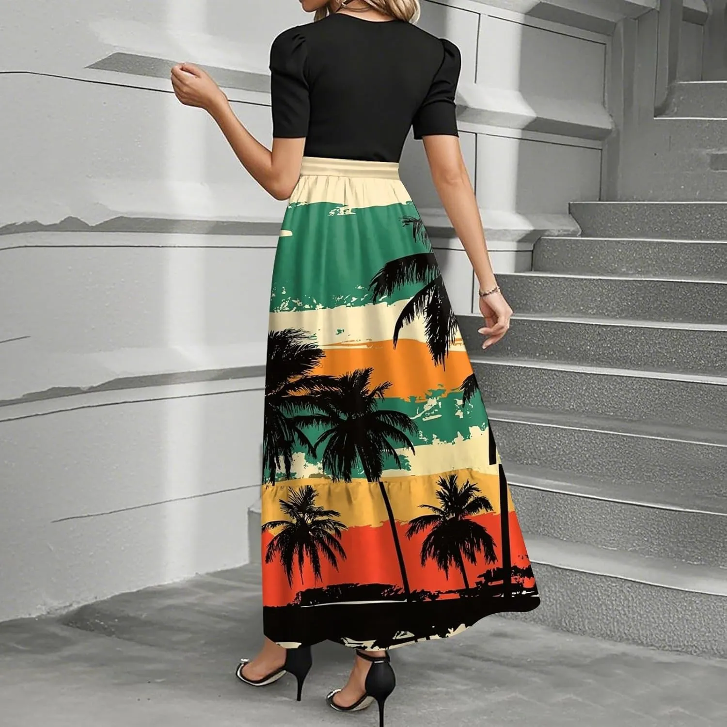 Flower Print Dresses for Women 2025, Trendy Beach High Waisted Vacation Casual Spring Womens Sundress