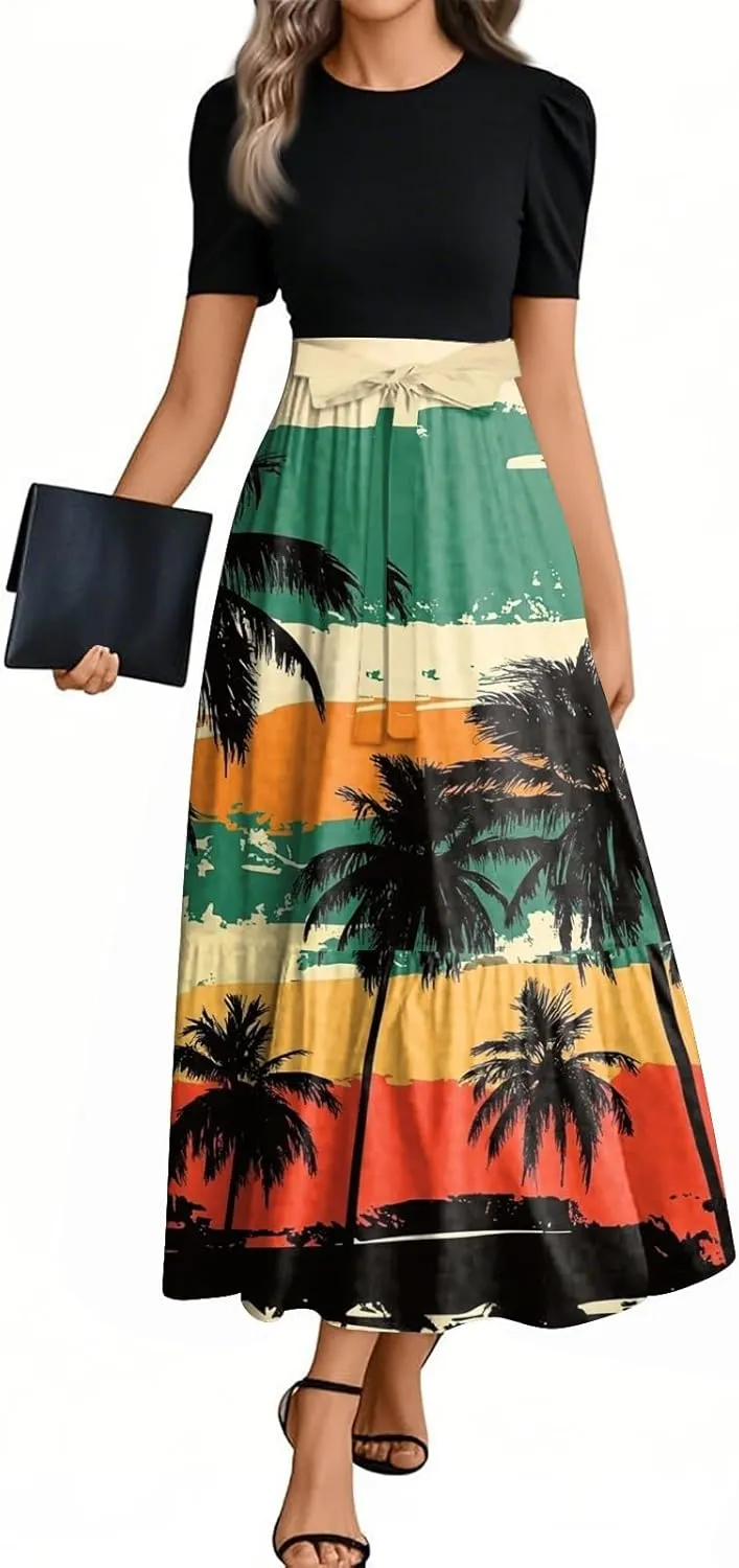 Flower Print Dresses for Women 2025, Trendy Beach High Waisted Vacation Casual Spring Womens Sundress