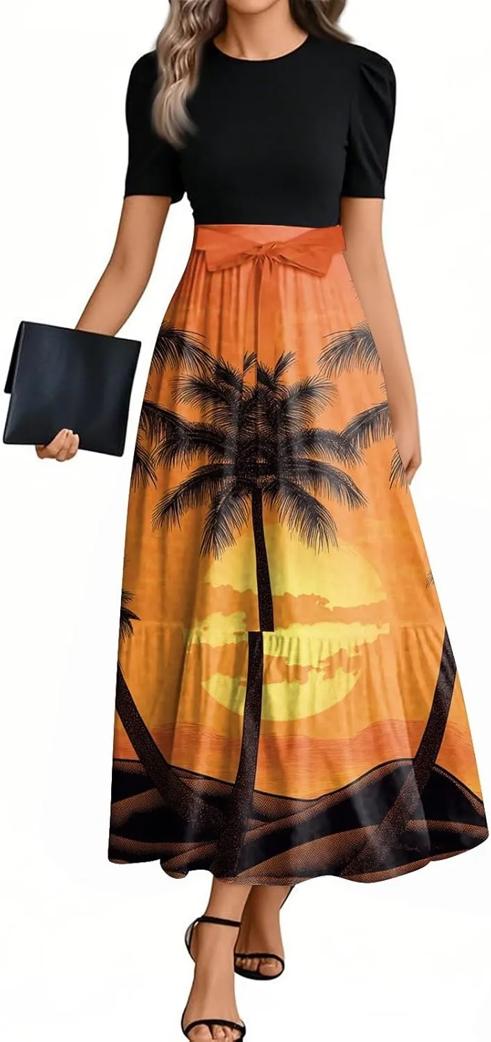 Flower Print Dresses for Women 2025, Trendy Beach High Waisted Vacation Casual Spring Womens Sundress